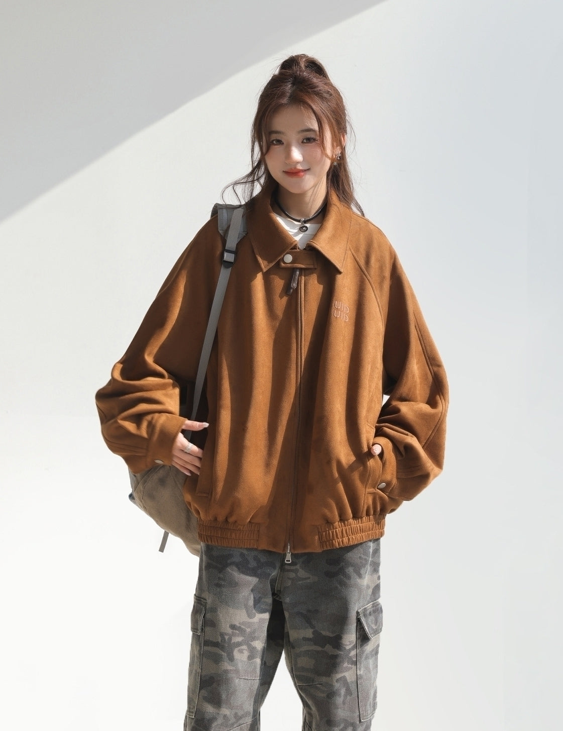Embroidered Letter Chic Pink Jacket
