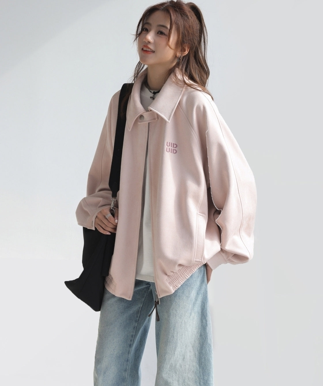 Embroidered Letter Chic Pink Jacket