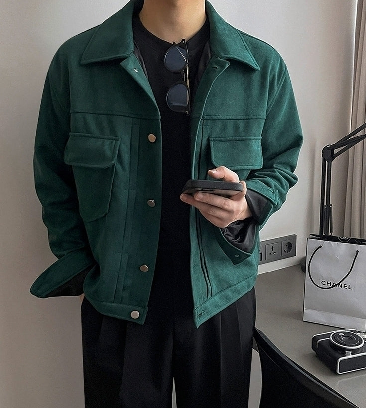 Suede Short Jacket Trendy Workwear Coat