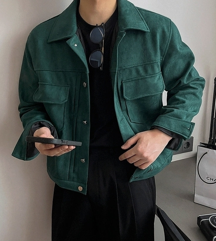 Suede Short Jacket Trendy Workwear Coat