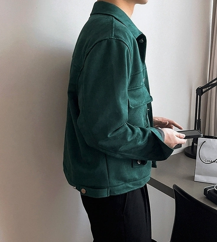Suede Short Jacket Trendy Workwear Coat