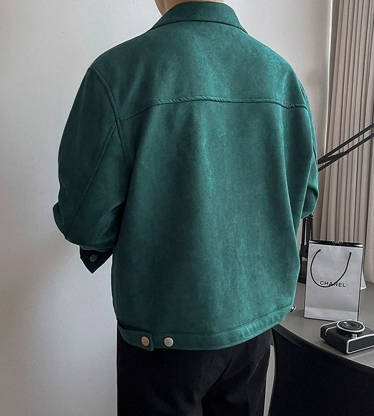 Suede Short Jacket Trendy Workwear Coat