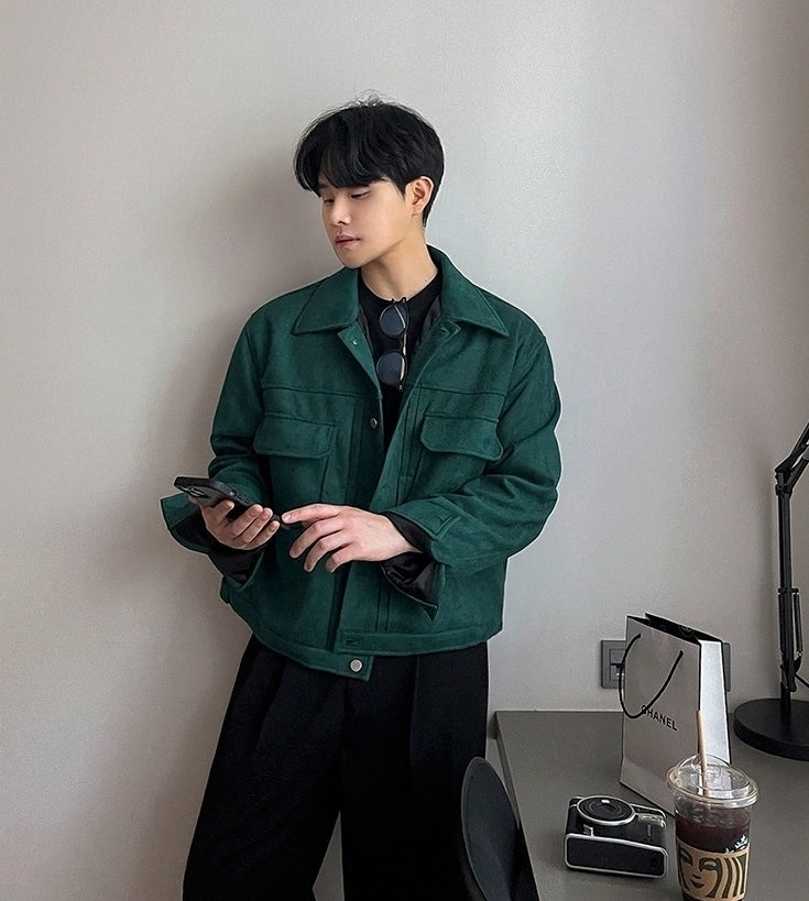 Suede Short Jacket Trendy Workwear Coat