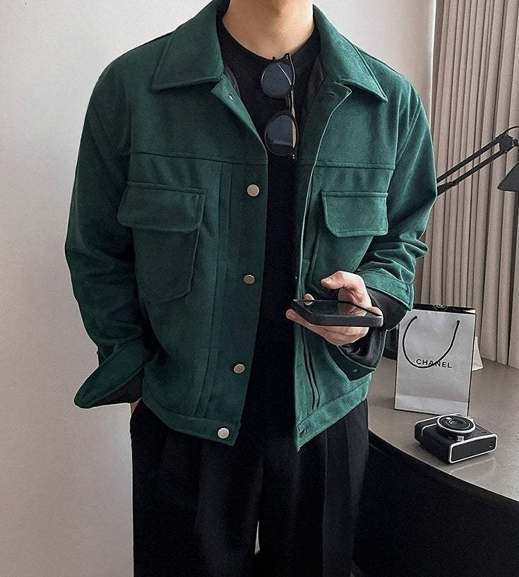 Suede Short Jacket Trendy Workwear Coat