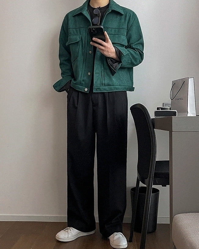 Suede Short Jacket Trendy Workwear Coat