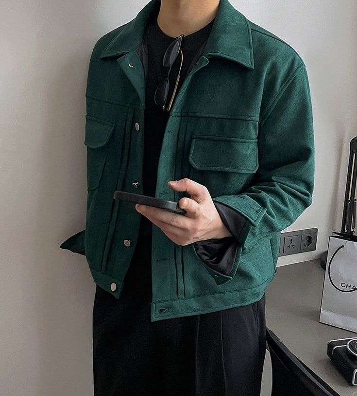 Suede Short Jacket Trendy Workwear Coat