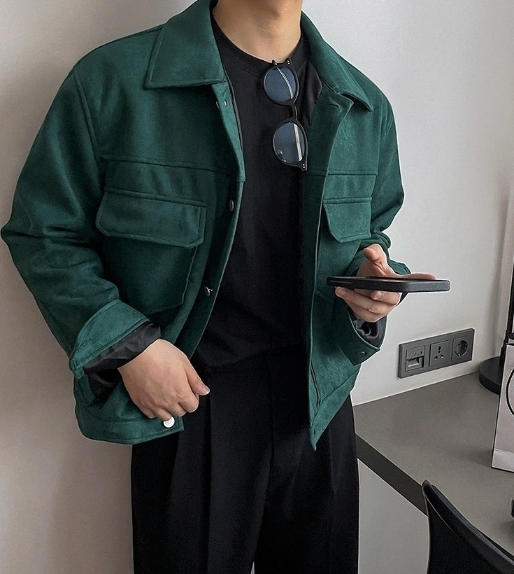 Suede Short Jacket Trendy Workwear Coat