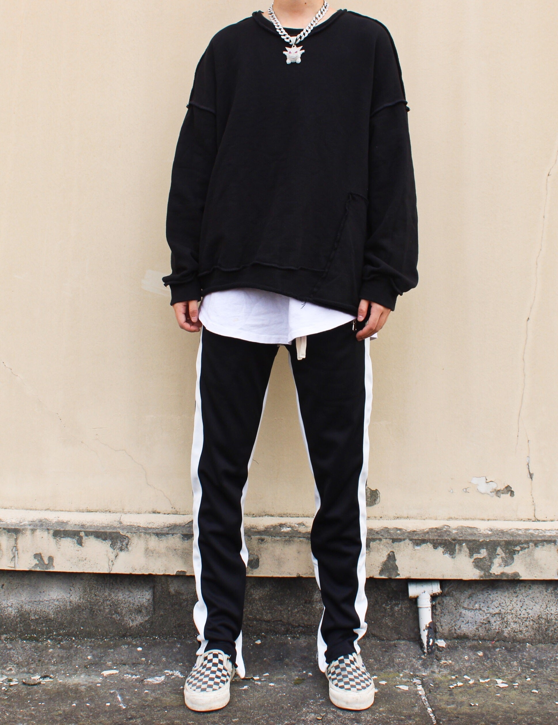 Black Track Pants With Zipper