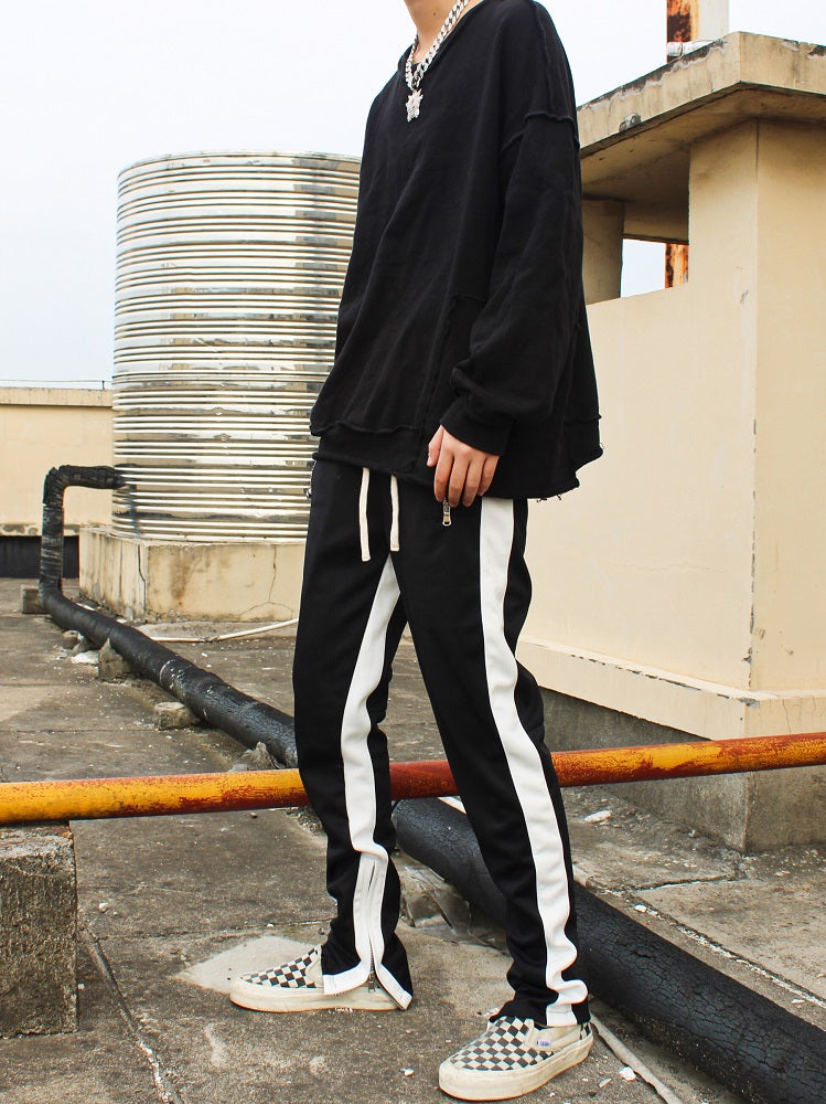 Black Track Pants With Zipper