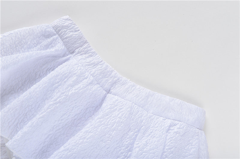 White Layered Ruffled Skorts