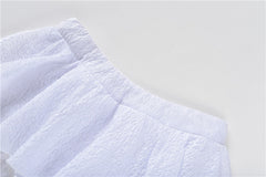 White Layered Ruffled Skorts