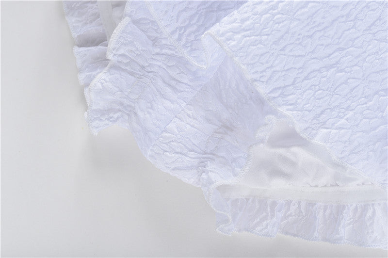 White Layered Ruffled Skorts
