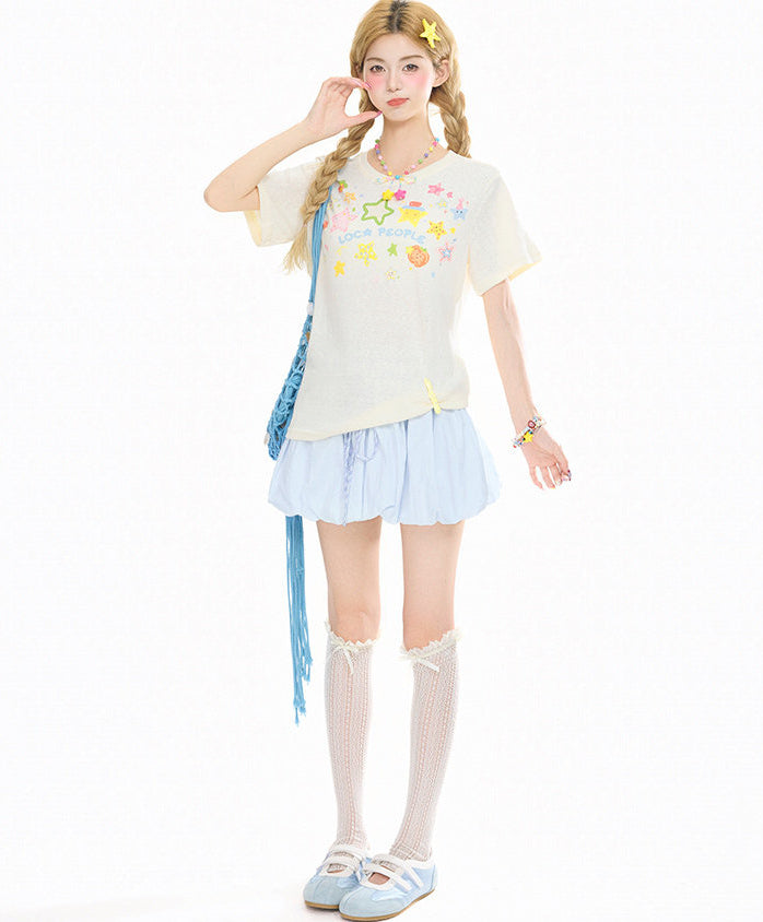 Summer Cartoon Graffiti Slim Fit Top