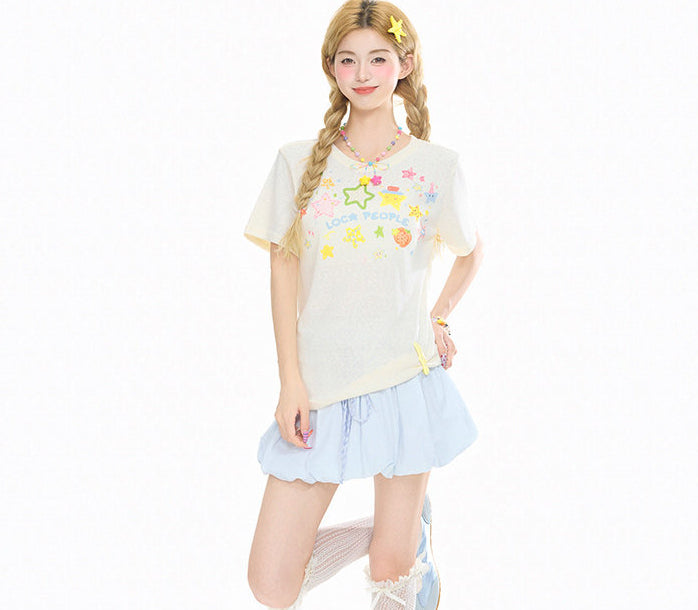 Summer Cartoon Graffiti Slim Fit Top