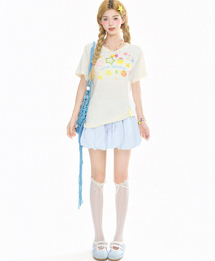 Summer Cartoon Graffiti Slim Fit Top
