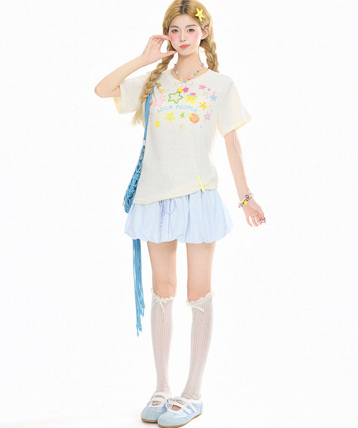 Summer Cartoon Graffiti Slim Fit Top