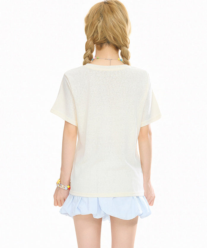 Summer Cartoon Graffiti Slim Fit Top