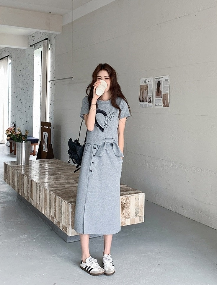Summer Casual Fashion Short Sleeve Skirt Set