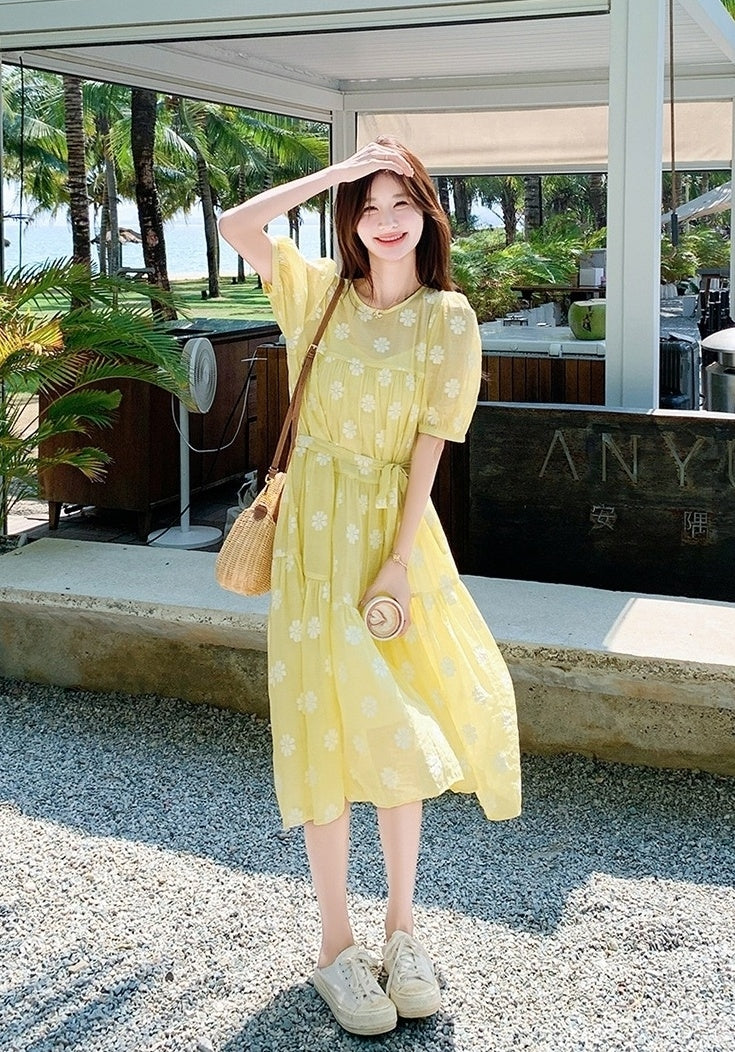 Summer Casual French Style Midi Dress