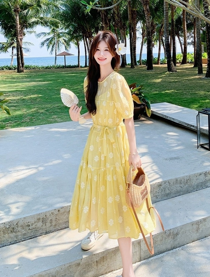 Summer Casual French Style Midi Dress
