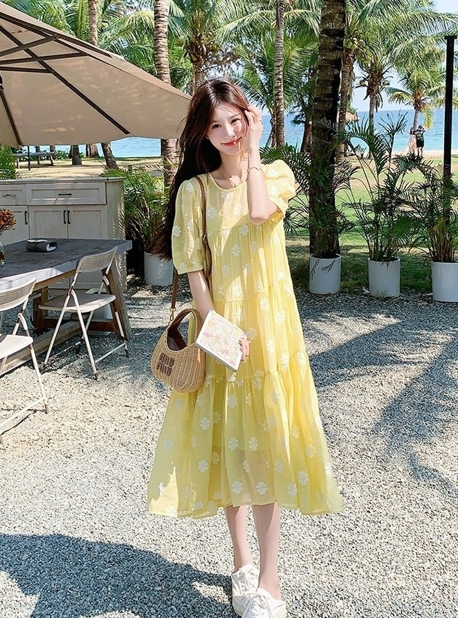 Summer Casual French Style Midi Dress