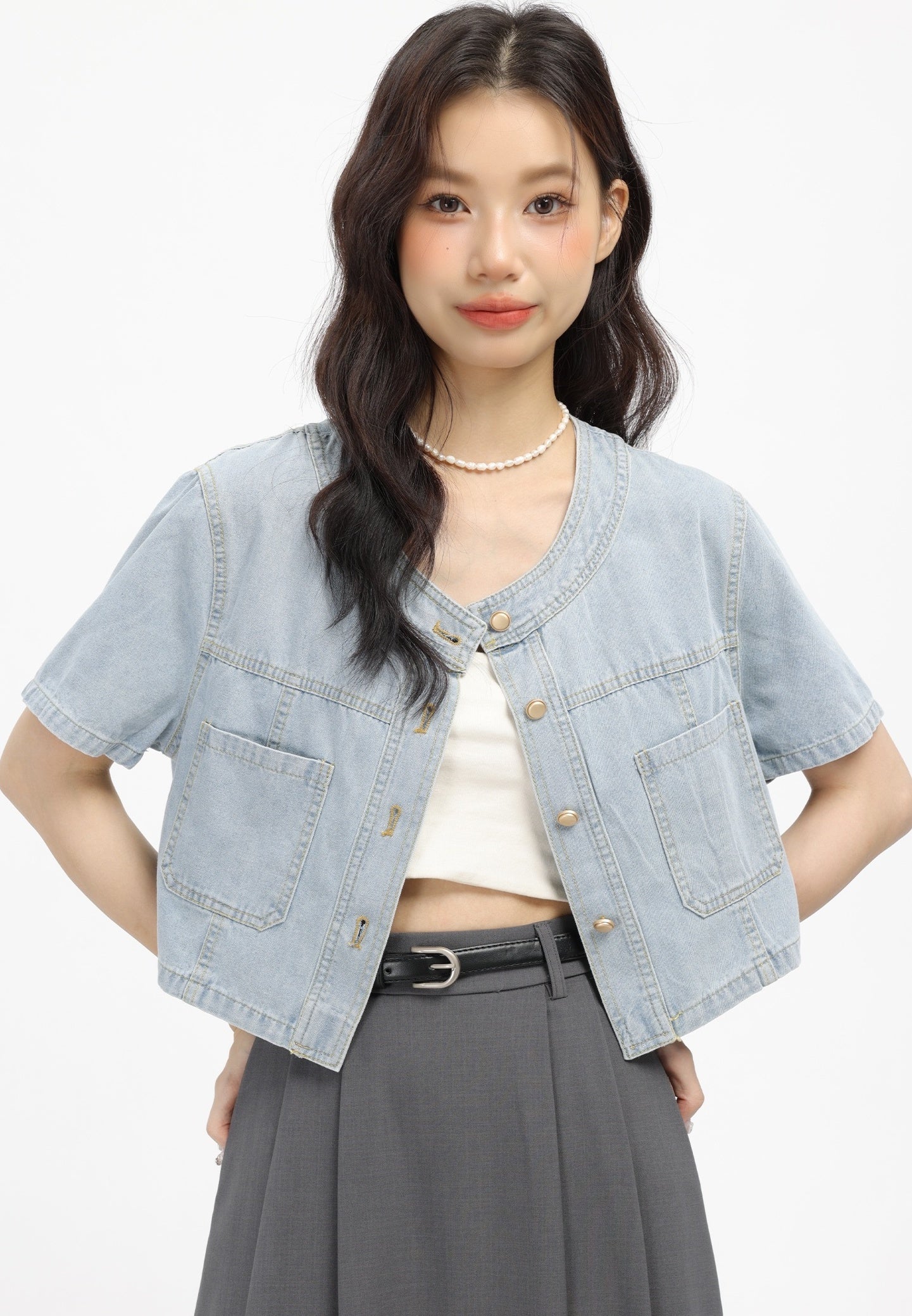 Blue  Casual Short Style Denim Jacket