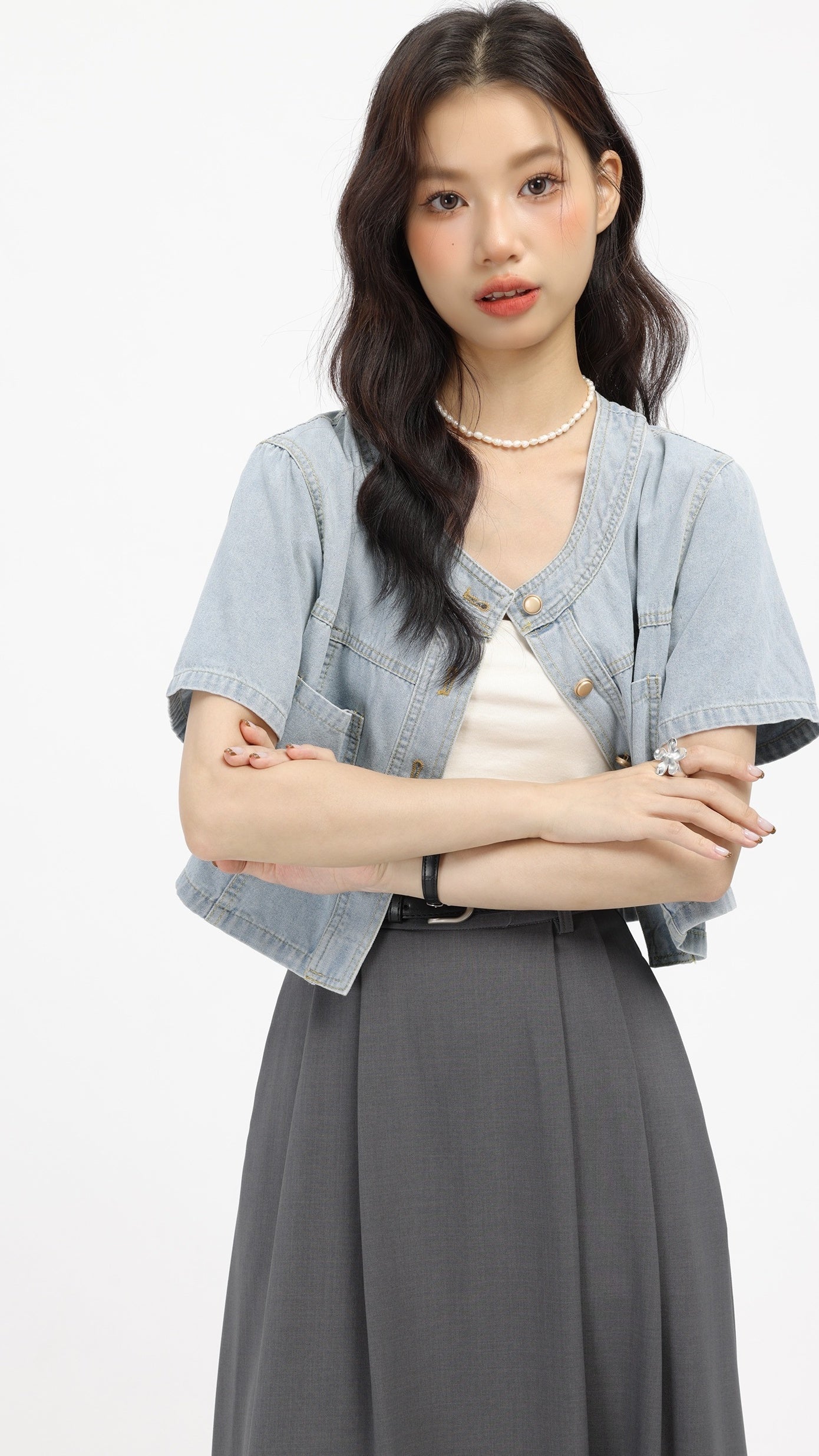 Blue  Casual Short Style Denim Jacket