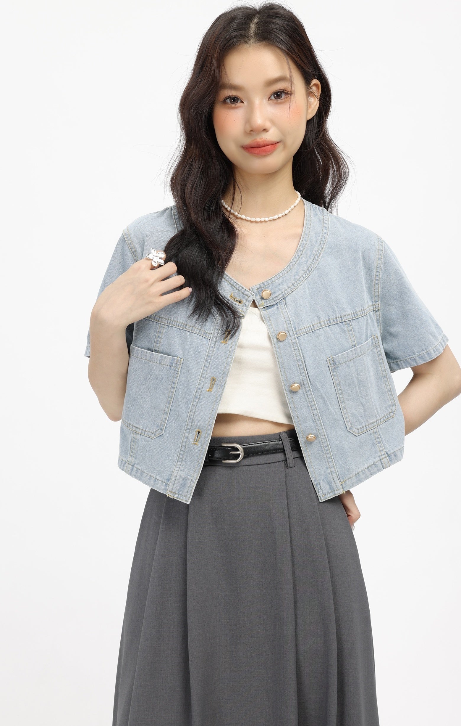 Blue  Casual Short Style Denim Jacket