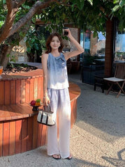 Summer Gradient Fashion Set With Wideleg Pants
