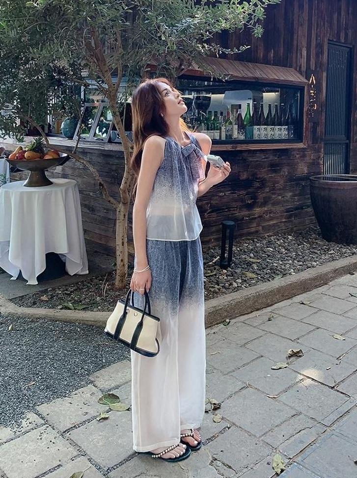 Summer Gradient Fashion Set With Wideleg Pants