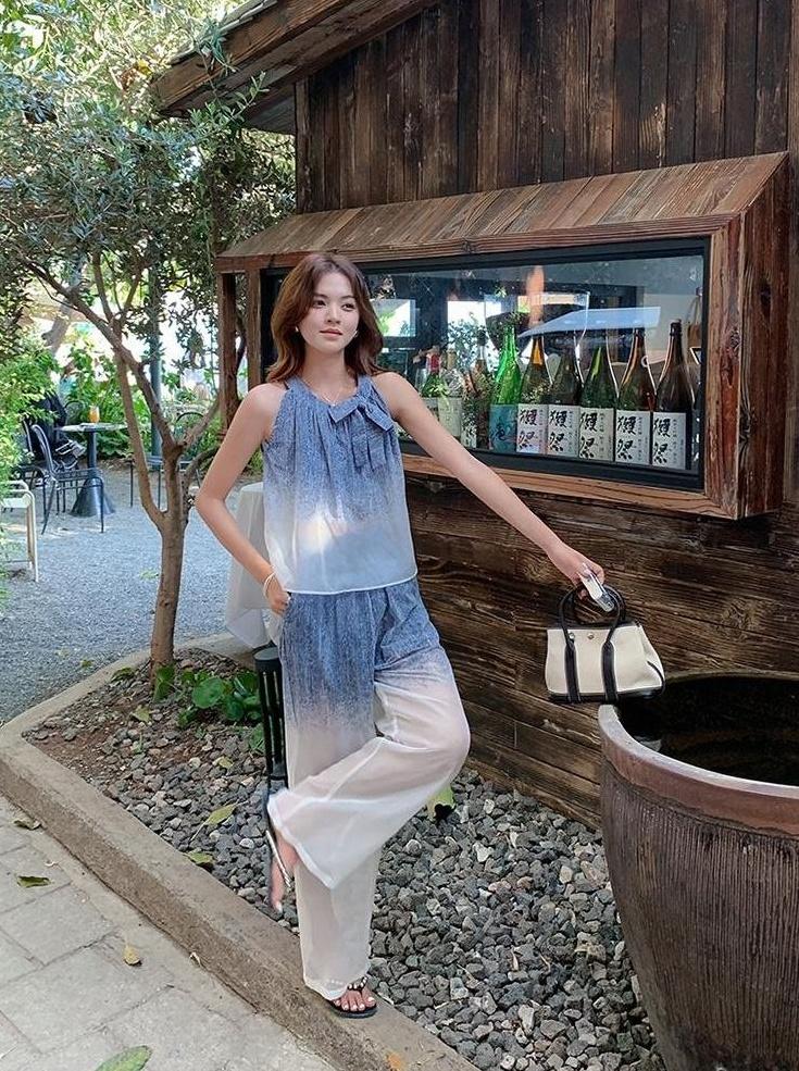 Summer Gradient Fashion Set With Wideleg Pants
