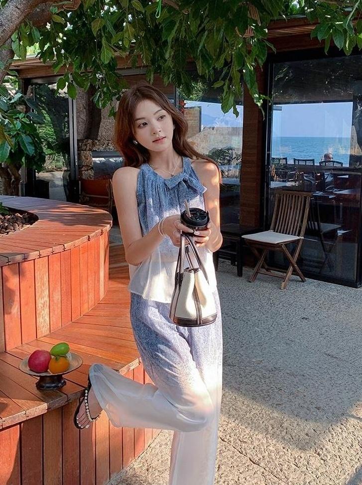 Summer Gradient Fashion Set With Wideleg Pants