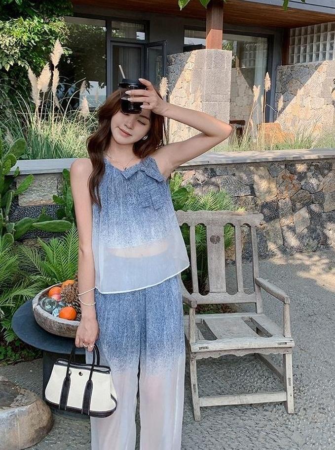 Summer Gradient Fashion Set With Wideleg Pants