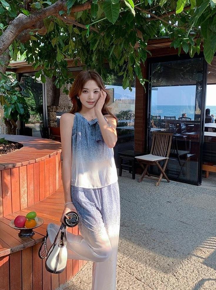Summer Gradient Fashion Set With Wideleg Pants