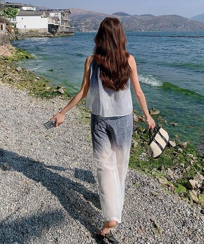 Summer Gradient Fashion Set With Wideleg Pants