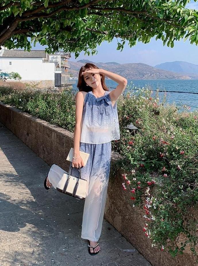 Summer Gradient Fashion Set With Wideleg Pants