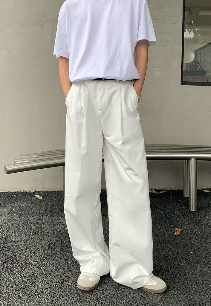 Korean Style White Wide Leg Casual Pants