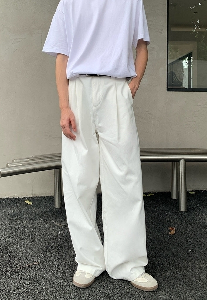 Korean Style White Wide Leg Casual Pants