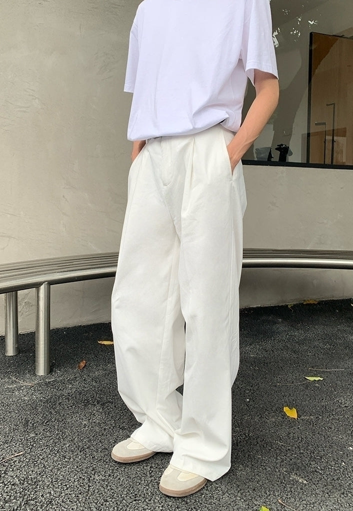 Korean Style White Wide Leg Casual Pants