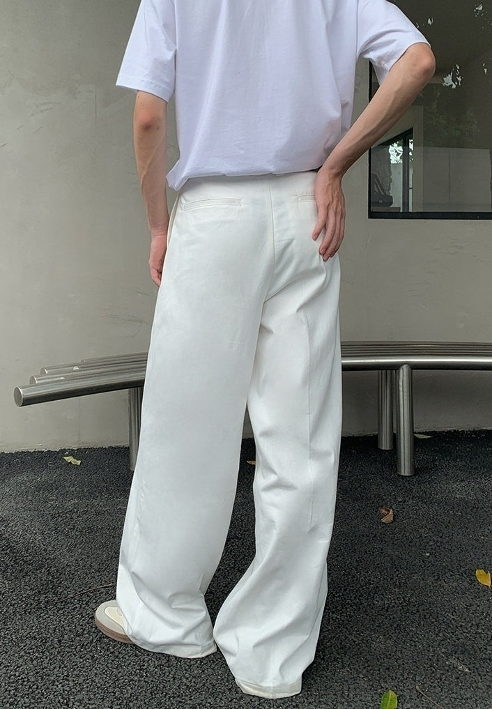 Korean Style White Wide Leg Casual Pants