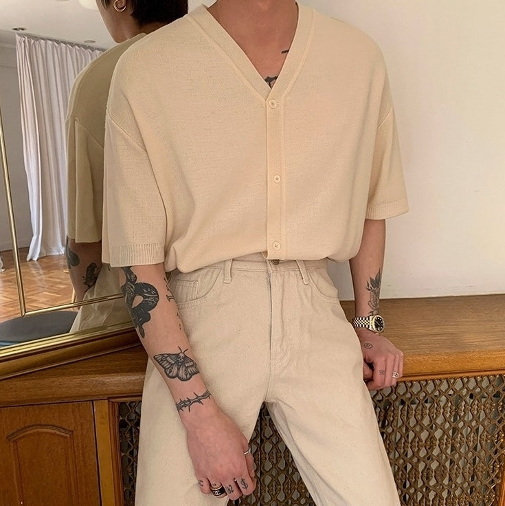 Summer Knit Cardigan Casual Ice Silk Tee