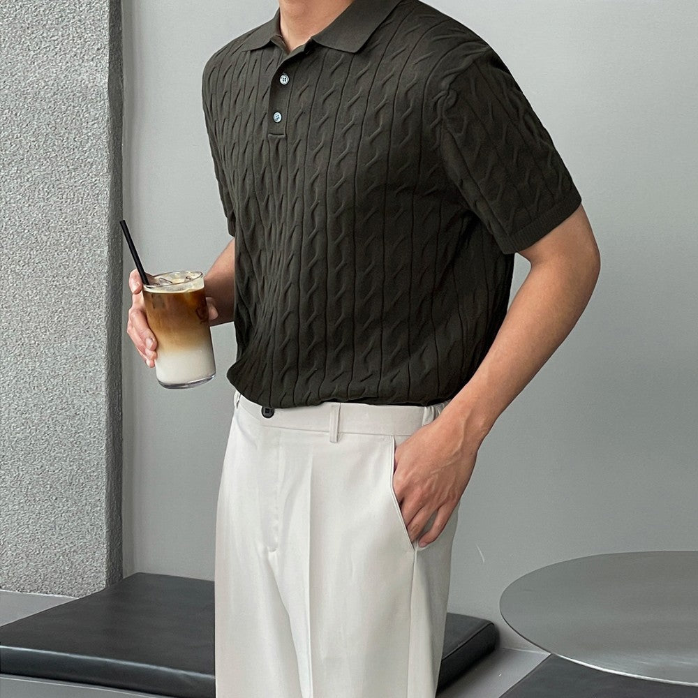 Summer Knit Loose Polo Shirt