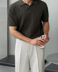 Summer Knit Loose Polo Shirt