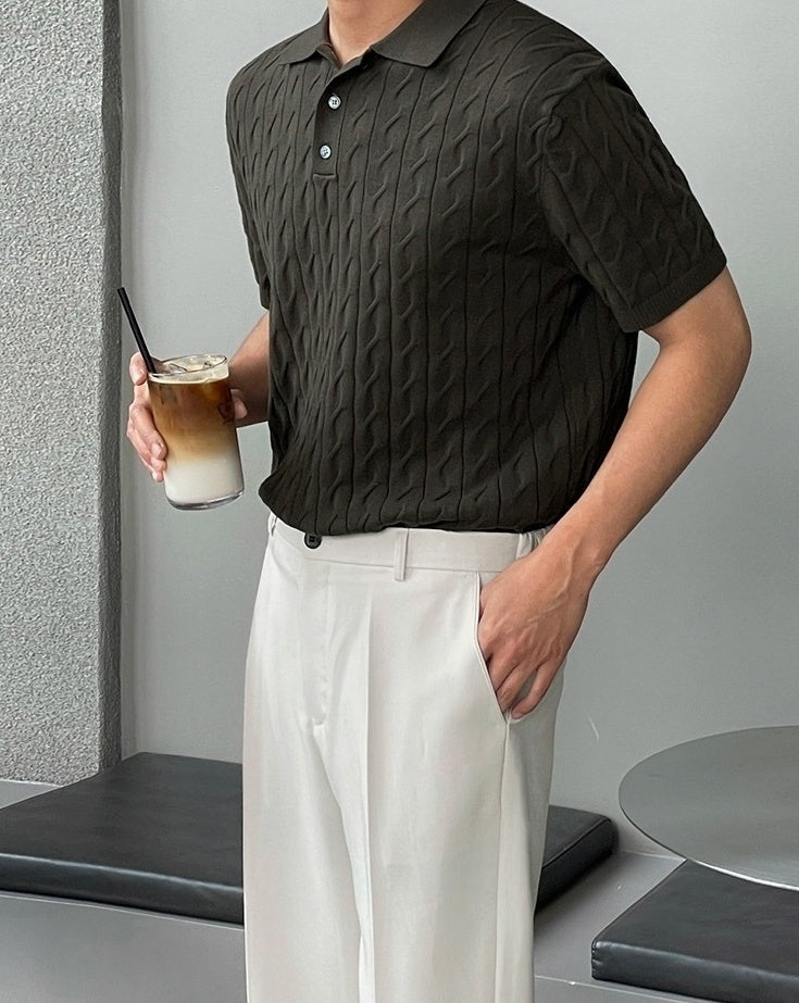 Summer Knit Loose Polo Shirt