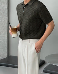 Summer Knit Loose Polo Shirt