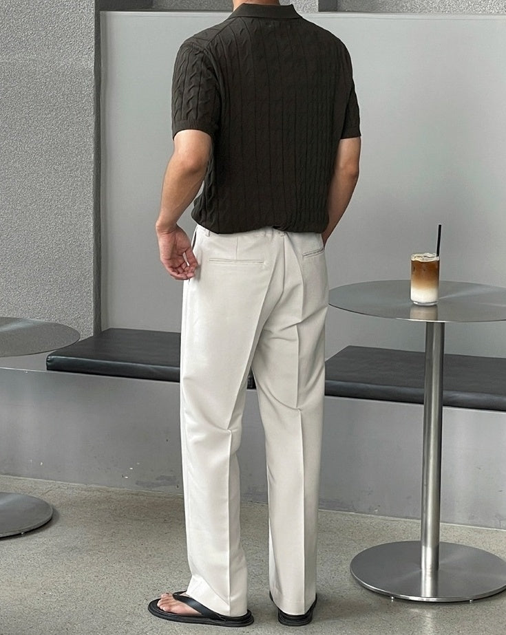 Summer Knit Loose Polo Shirt