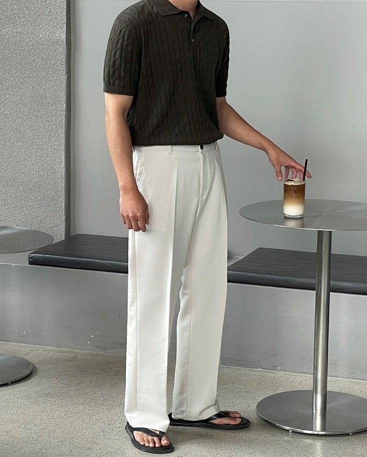 Summer Knit Loose Polo Shirt