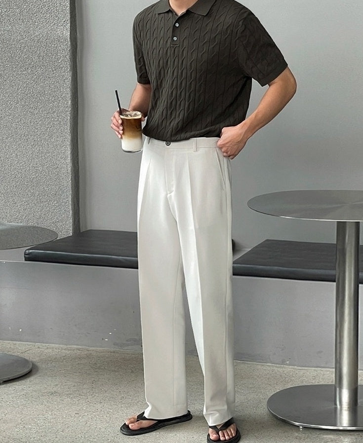 Summer Knit Loose Polo Shirt