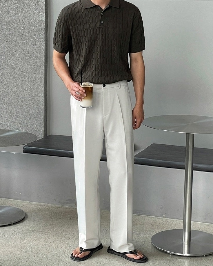 Summer Knit Loose Polo Shirt