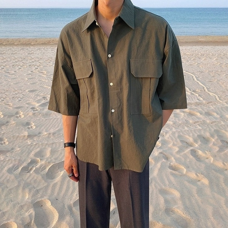 Summer Loose Short Sleeve Shirt Korean Style Jacket